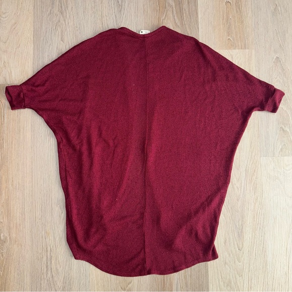 Burgundy Short Sleeve Open Front Cardigan by Full Tilt - Size XS - Picture 3 of 5